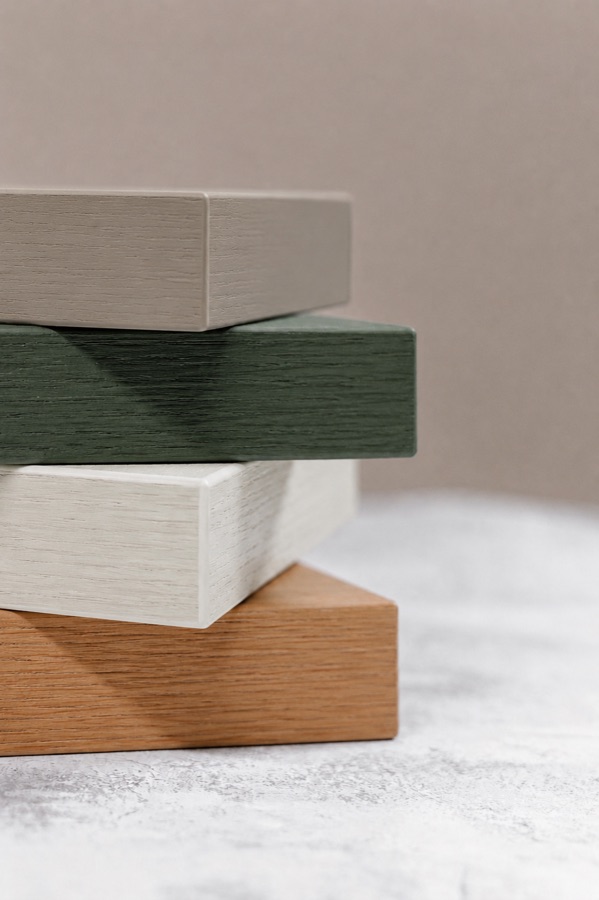 HAÜS material finishes stacked, showing the four colourways